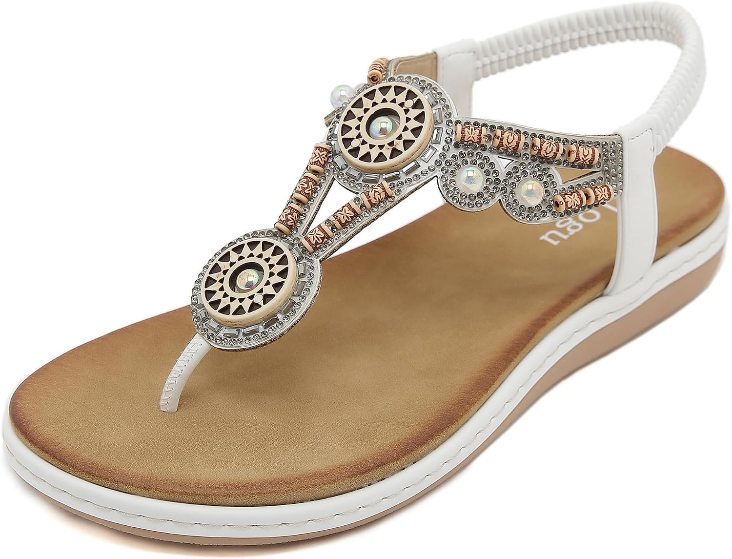 Anna Women's Bohemian Flip Flops – Rhinestone Flower Beach Sandals