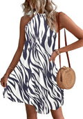 Camille Women's Halter Mini Dress – Sleeveless Summer Beach Dress with Pockets