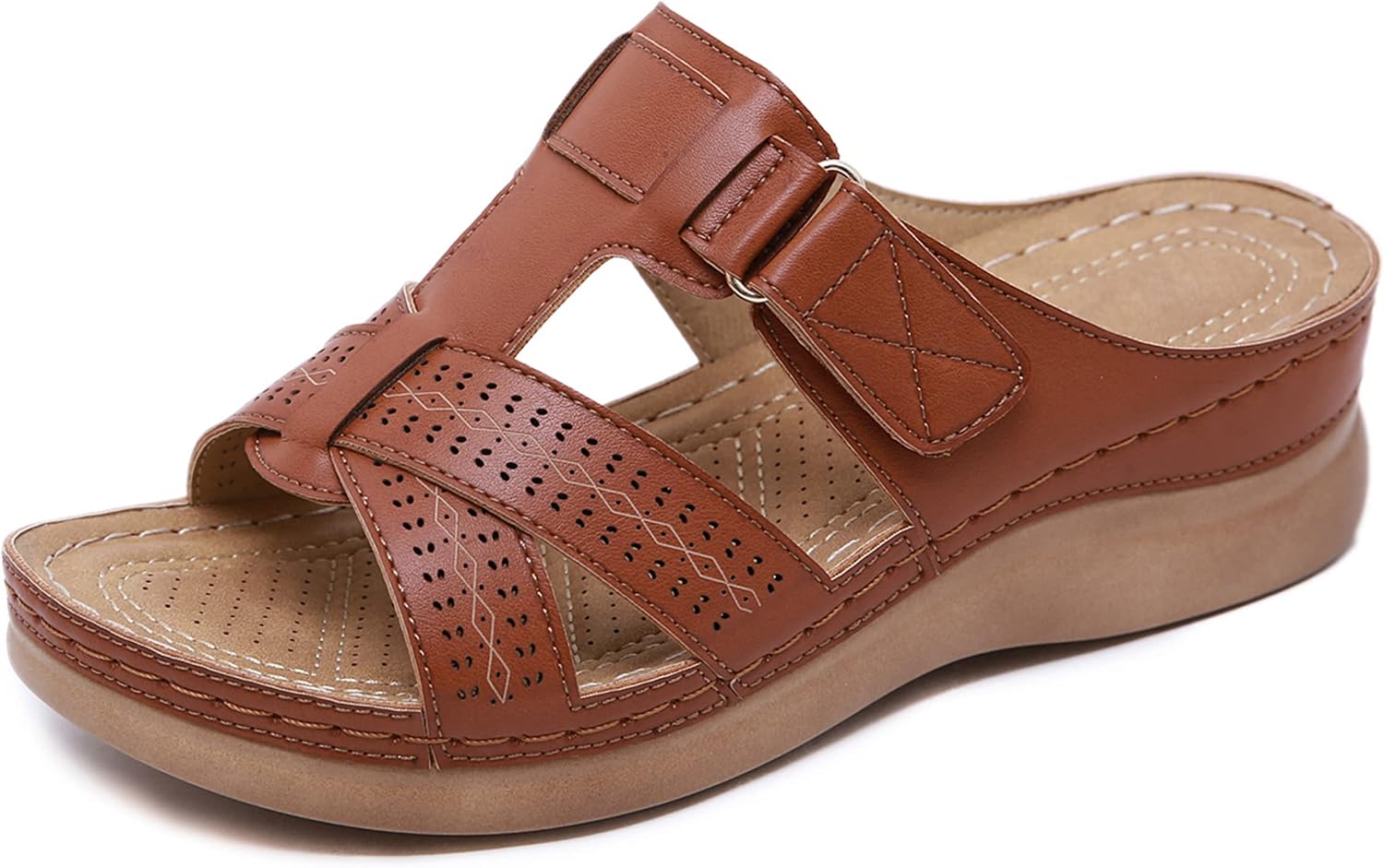 Amelis Women's Wedge Mules – Open Toe Platform Slide Sandals for Summer