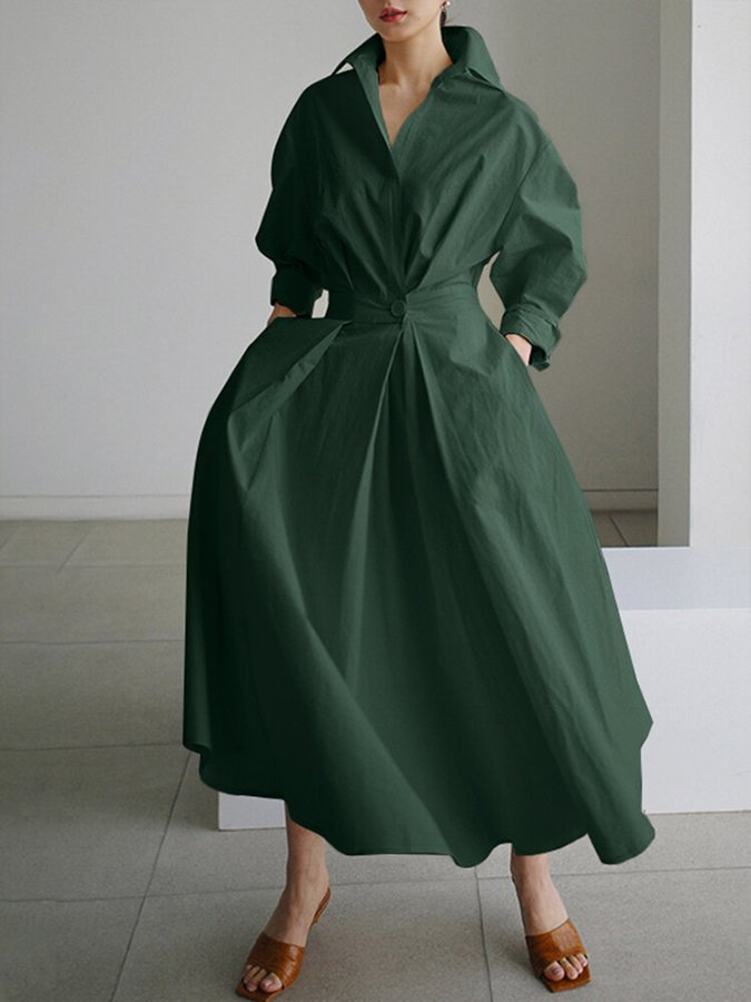 Lucie Women’s Midi Dress – Elegant Buttoned Dress with Flattering Fit & Lightweight Fabric