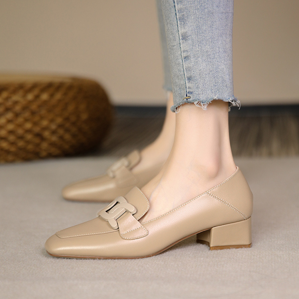 Emily Women’s Mary Jane Loafers – Genuine Leather Comfort Shoes with Chunky Heel