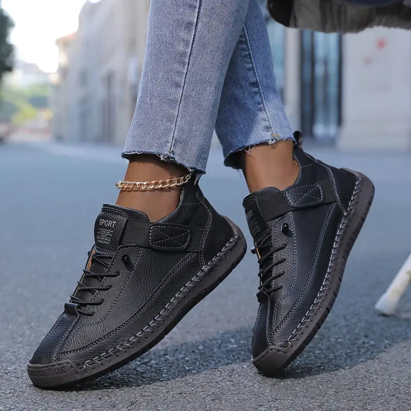 Evie Women’s Comfort Sneakers – Lightweight Breathable Slip-On Leather Trainers