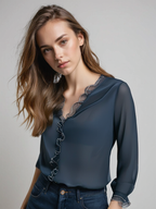 Sophie Women’s Long Sleeve Blouse – Elegant Casual Top in Soft Stretch Fabric