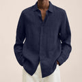 Giovanni Men’s Linen Shirt – Breathable Long Sleeve Casual Smart Summer Shirt