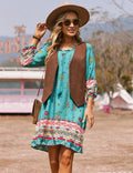 Scarlett Women's Bohemian Tunic Dress – Floral Beach Mini Dress with Tassel Detail