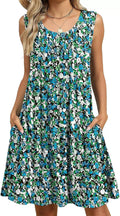 Violet Women's Floral Midi Dress – Sleeveless A-Line Summer Dress with Pockets