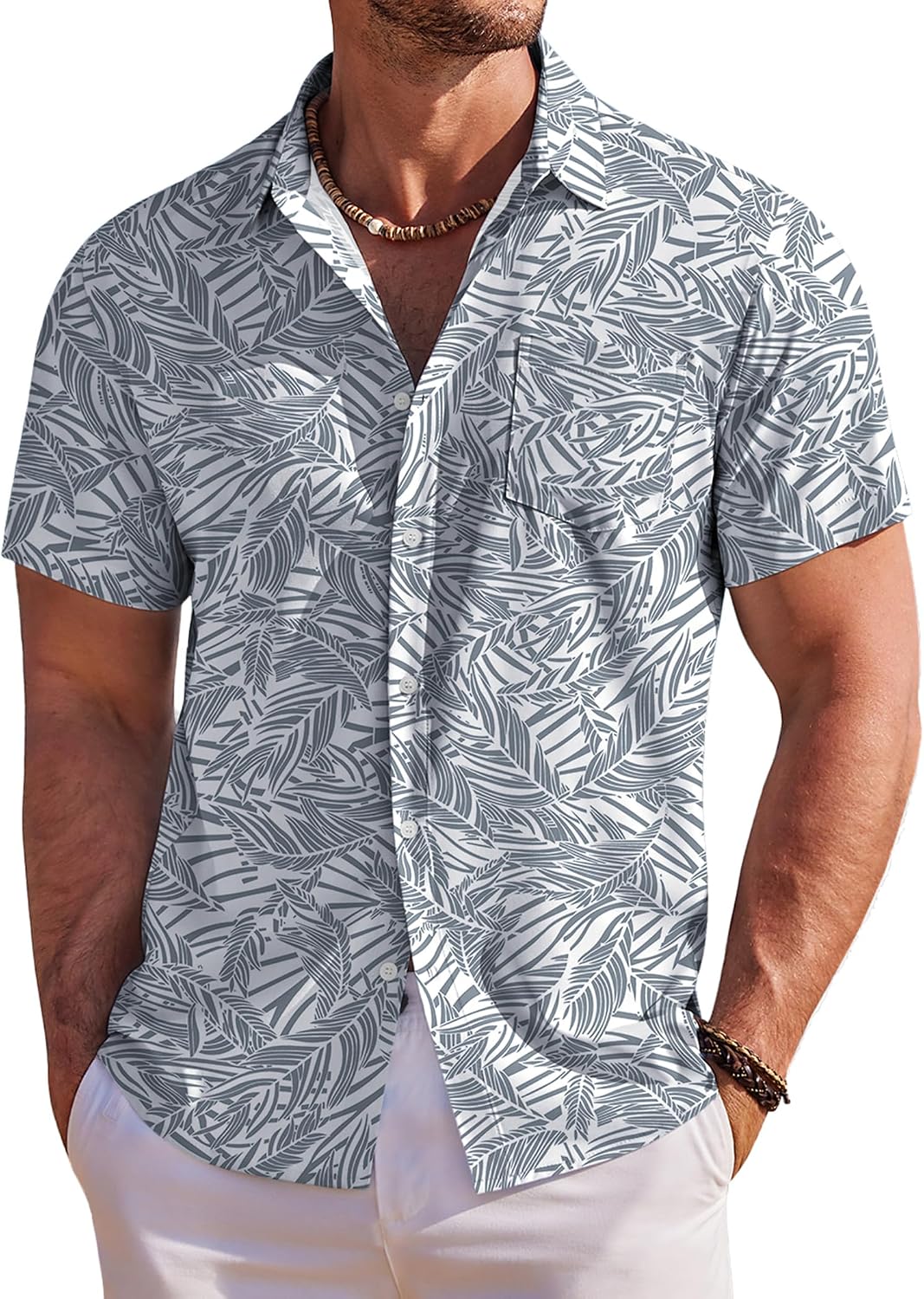 Jake Men's Hawaiian Shirt – Floral Tropical Short Sleeve Beach Button Down