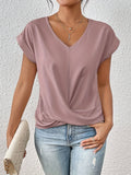 Yasmine Women’s V-Neck Top – Elegant Draped Blouse with Knot Detail & Comfortable Fit