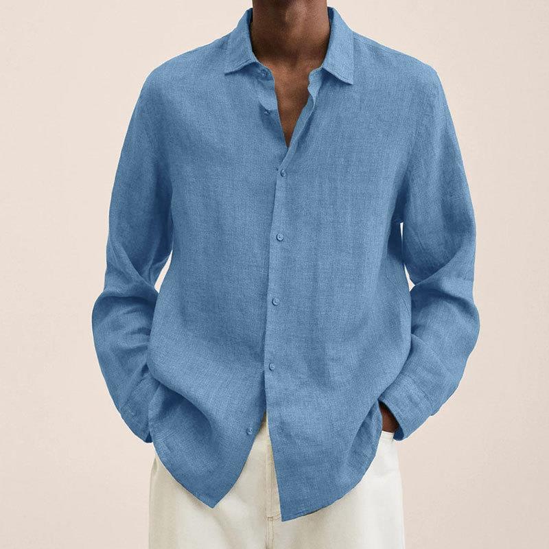 Giovanni Men’s Linen Shirt – Breathable Long Sleeve Casual Smart Summer Shirt