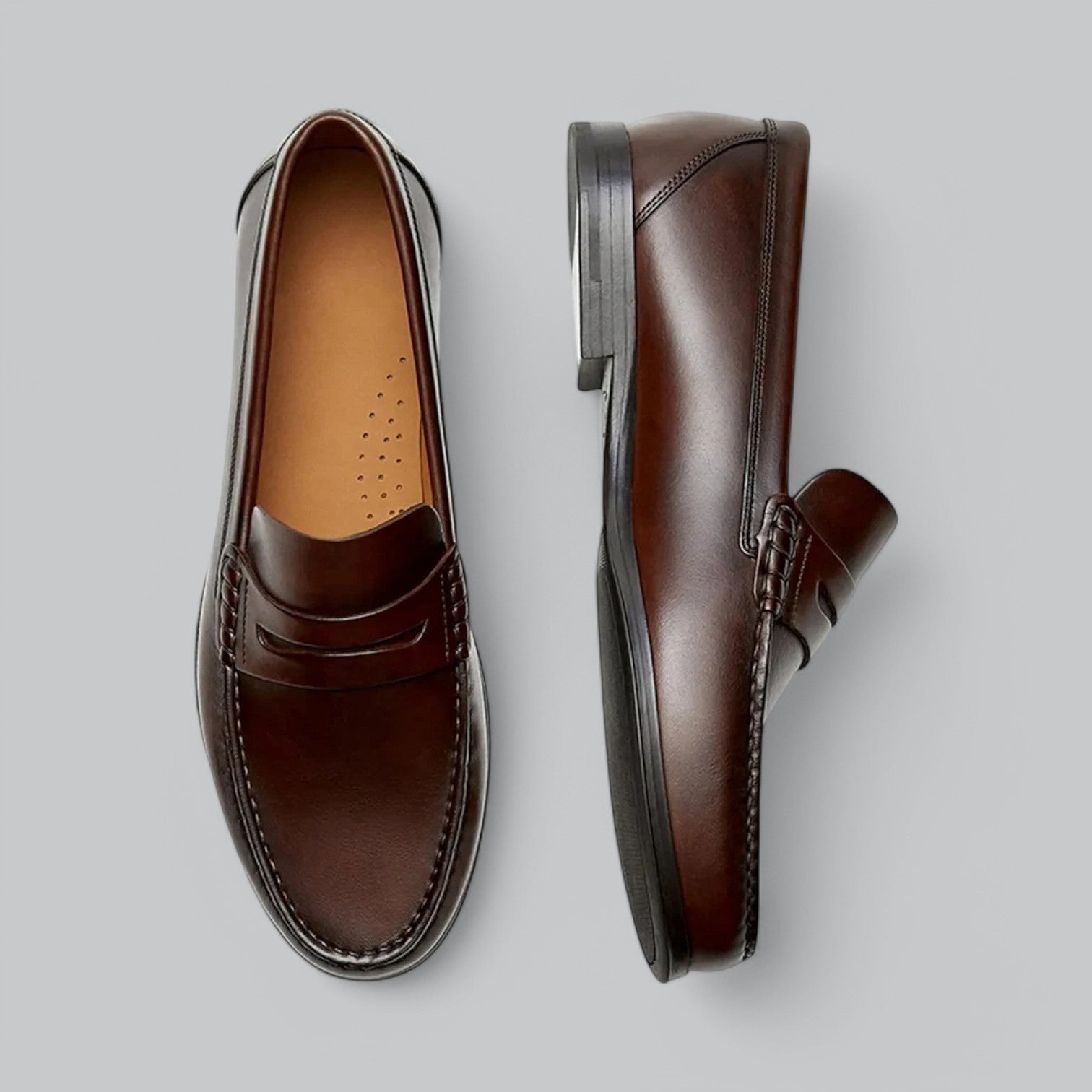 Joel Men’s Leather Loafers – Smart Casual Slip-On Moccasins with Lightweight Sole