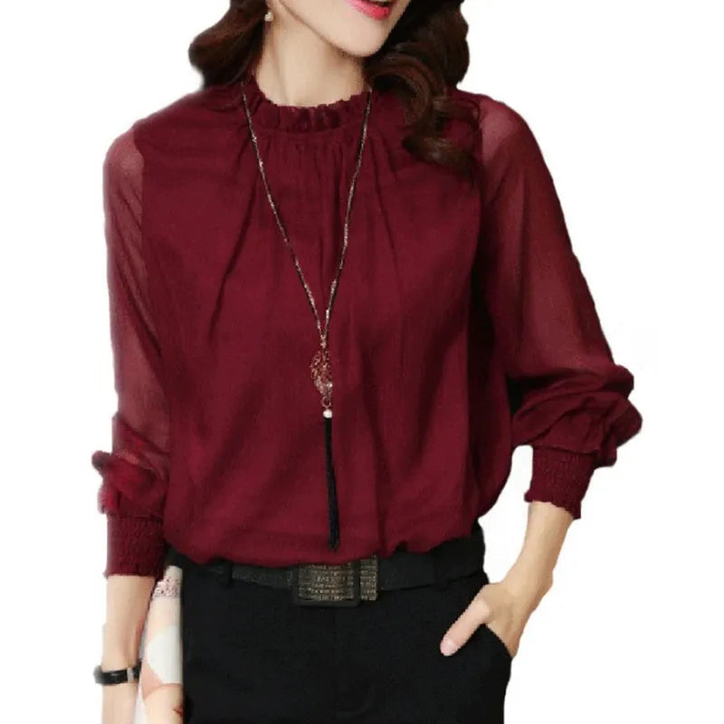 Sophie Women’s Long Sleeve Blouse – Elegant Casual Top in Soft Stretch Fabric