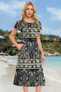 Delilah Women's Midi Summer Dress – A-Line Swing Beach Dress with Pockets