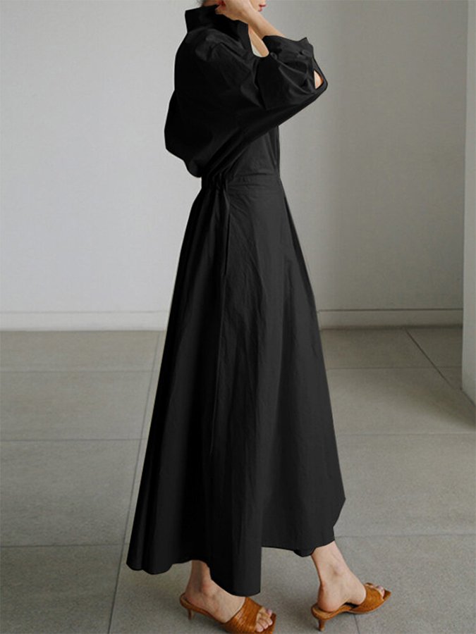 Lucie Women’s Midi Dress – Elegant Buttoned Dress with Flattering Fit & Lightweight Fabric
