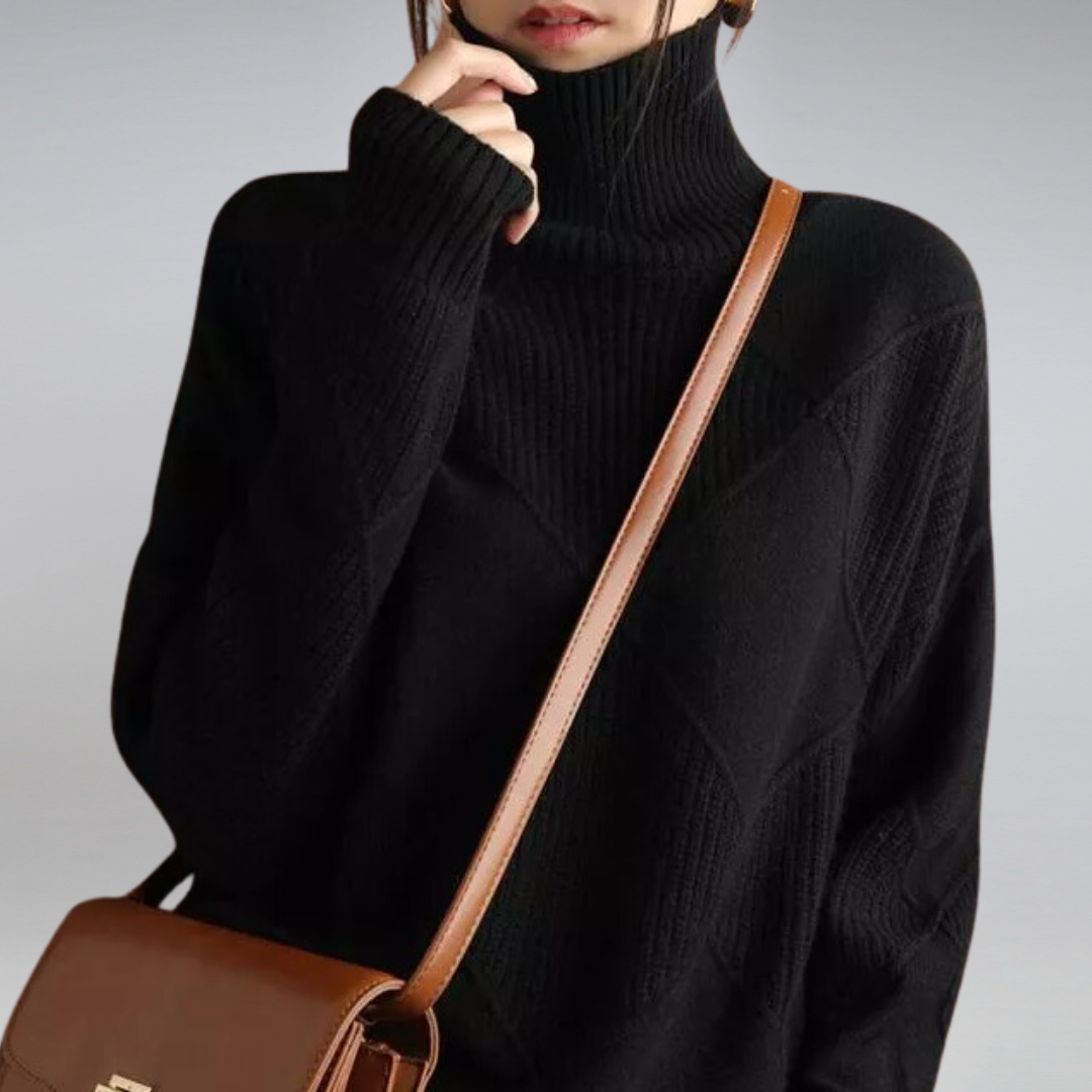 Luciana Women’s Cashmere Turtleneck Sweater – Soft Warm Elegant Knit Jumper