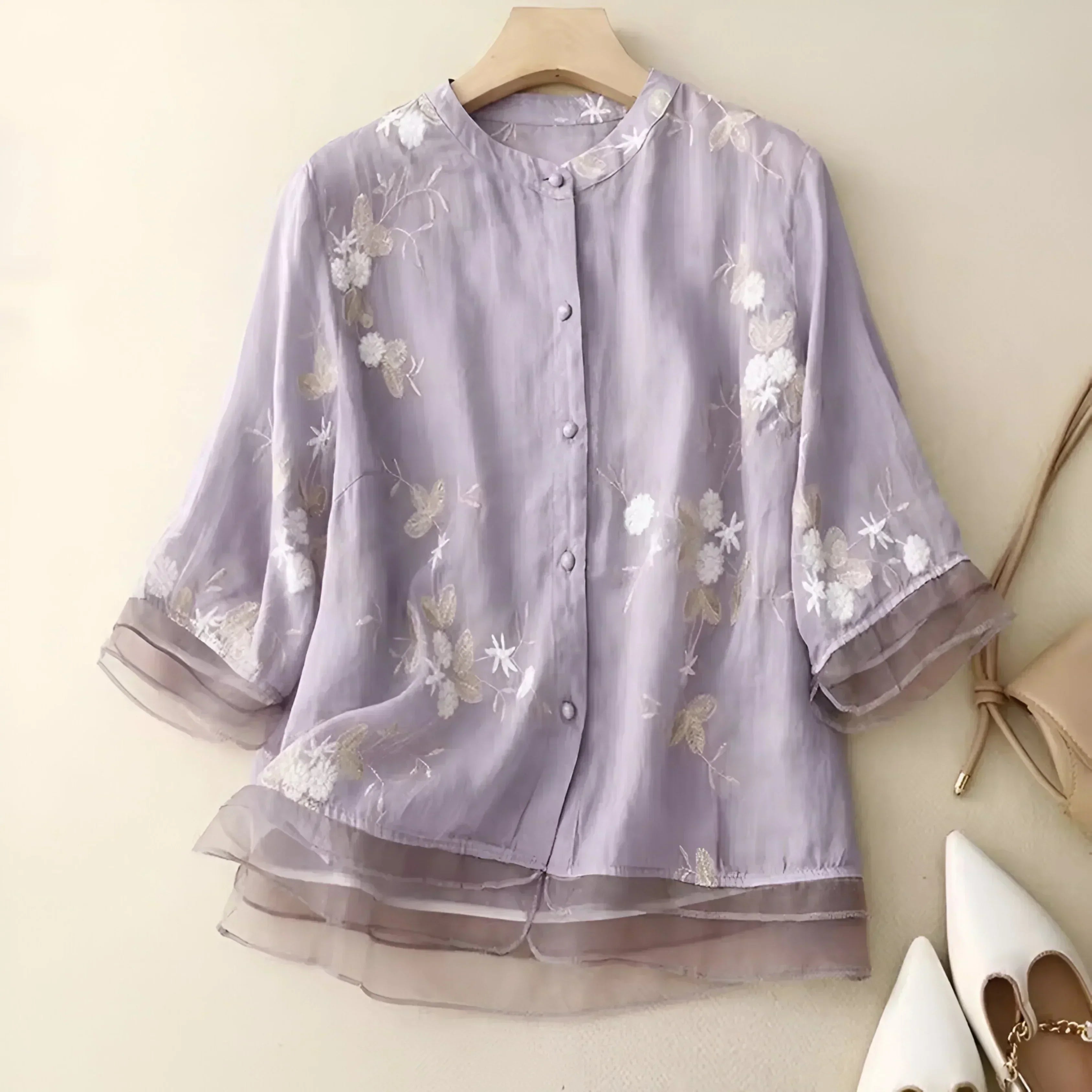 Emily Women’s Floral Blouse – Elegant Lightweight Top with Romantic Chic Fit