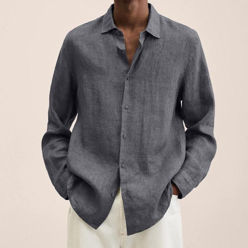 Giovanni Men’s Linen Shirt – Breathable Long Sleeve Casual Smart Summer Shirt