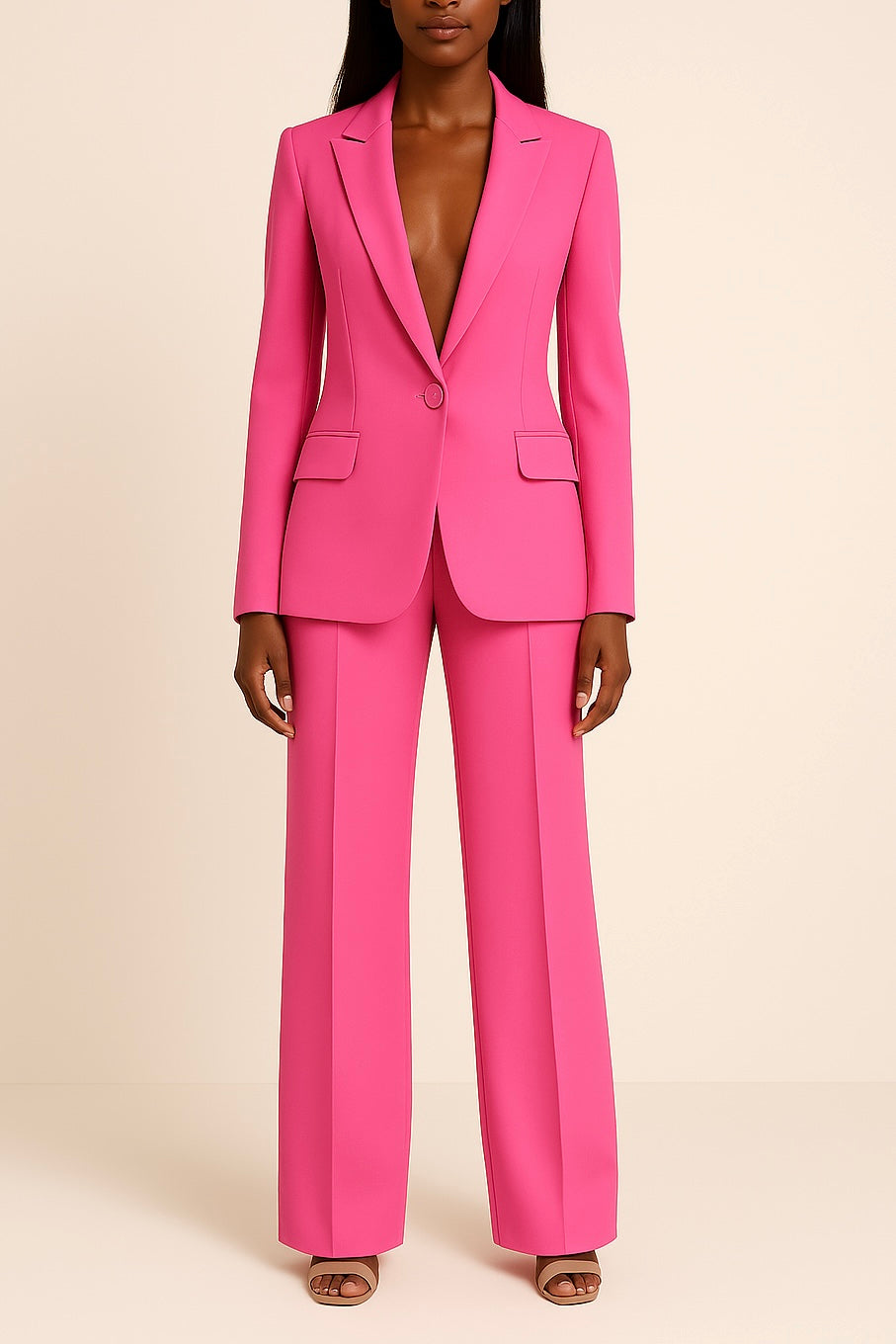 Lyla Women’s Satin Trouser Suit – Elegant Blazer & Wide Leg Trousers Set