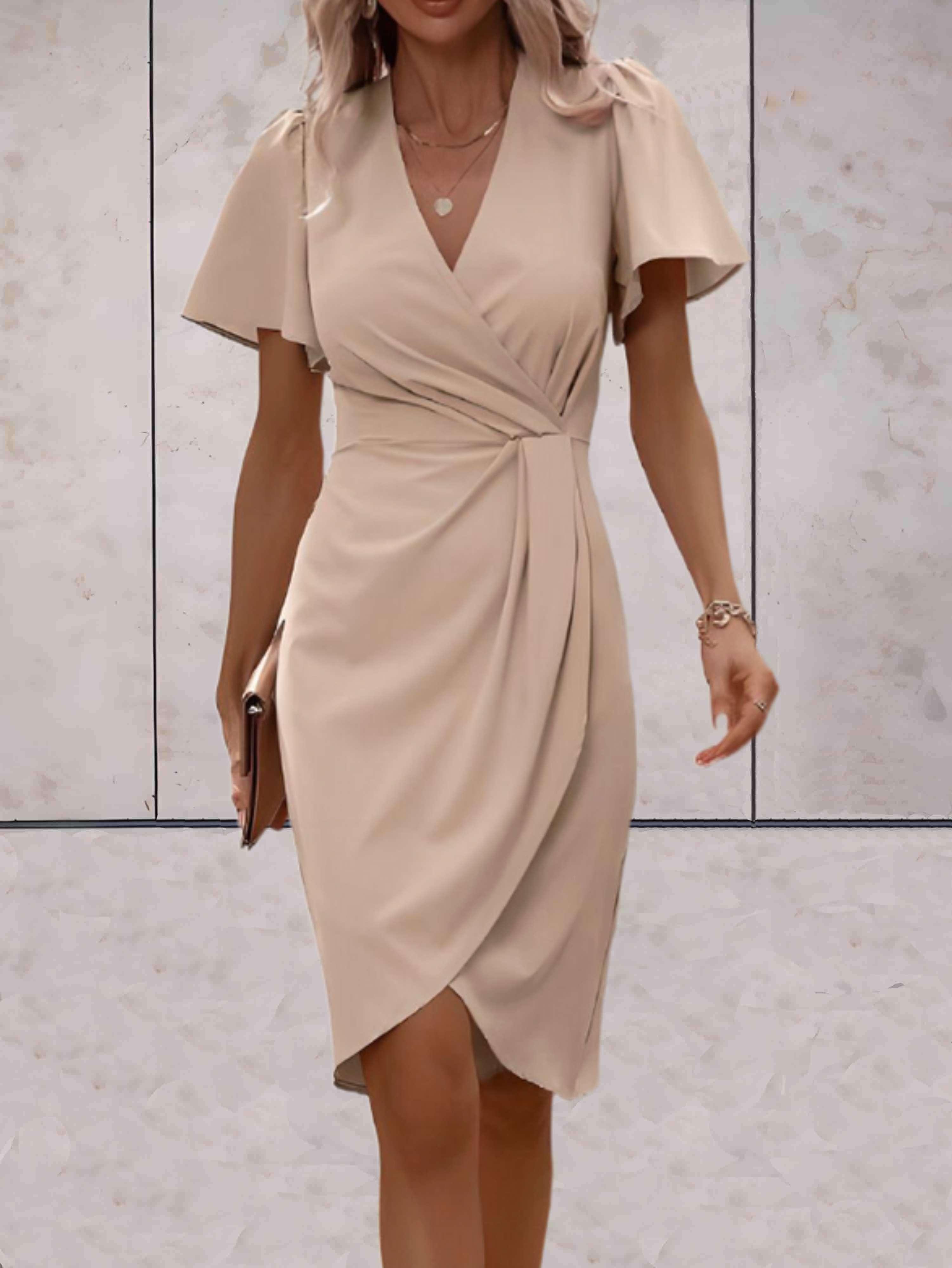 Harper Women’s Wrap Dress – Elegant V-Neck Midi Dress with Flattering Adjustable Fit