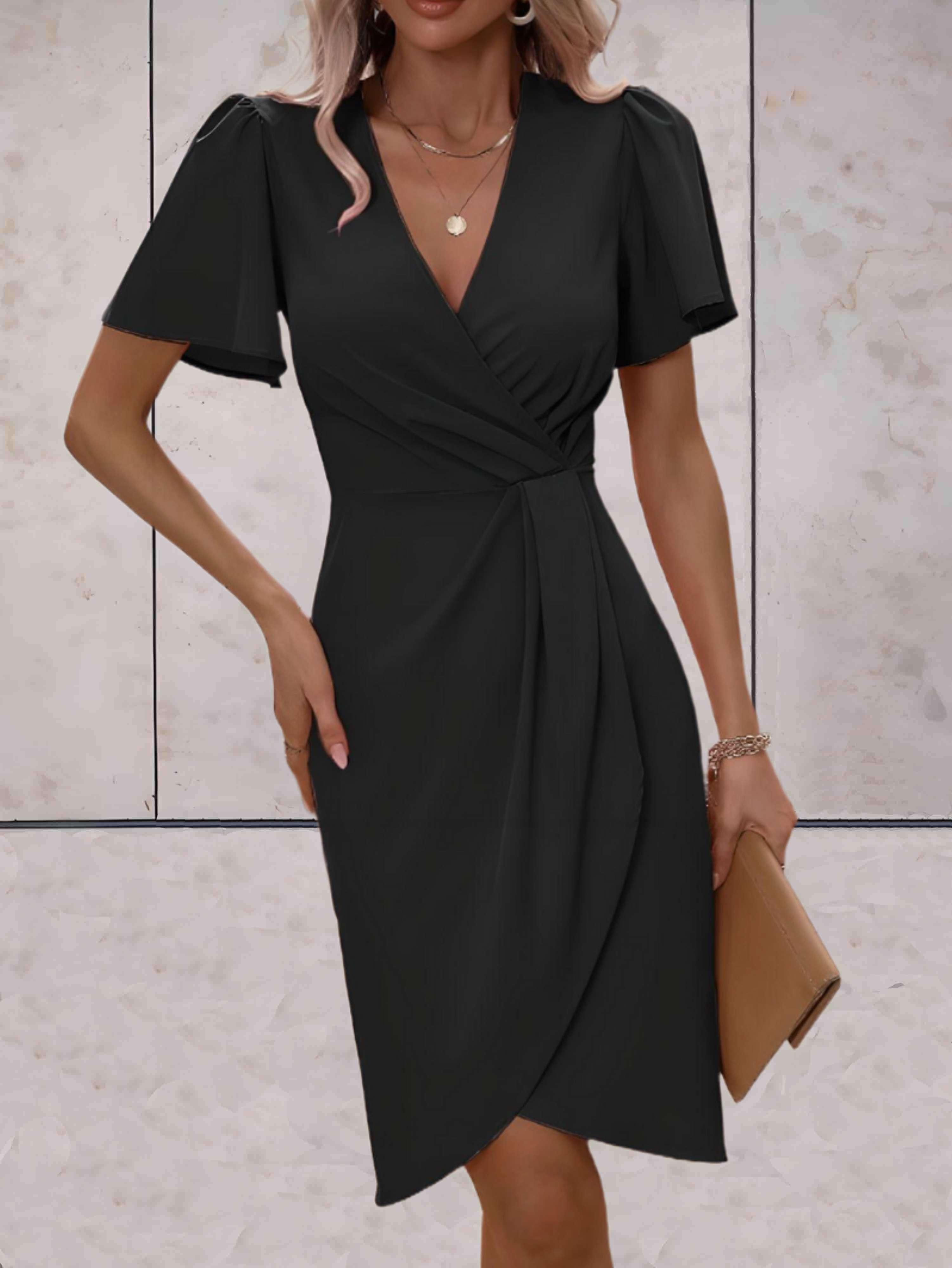 Harper Women’s Wrap Dress – Elegant V-Neck Midi Dress with Flattering Adjustable Fit