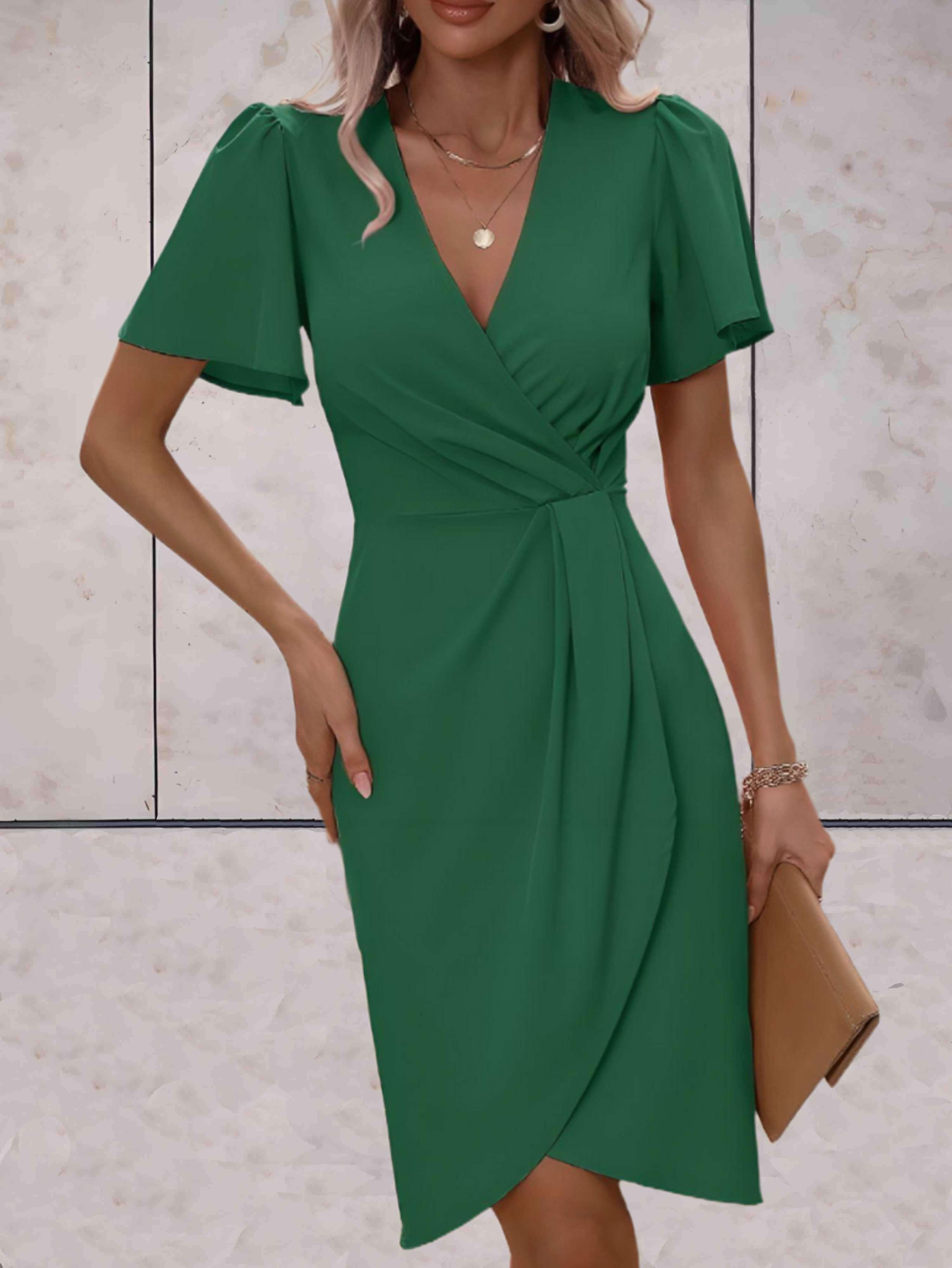 Harper Women’s Wrap Dress – Elegant V-Neck Midi Dress with Flattering Adjustable Fit