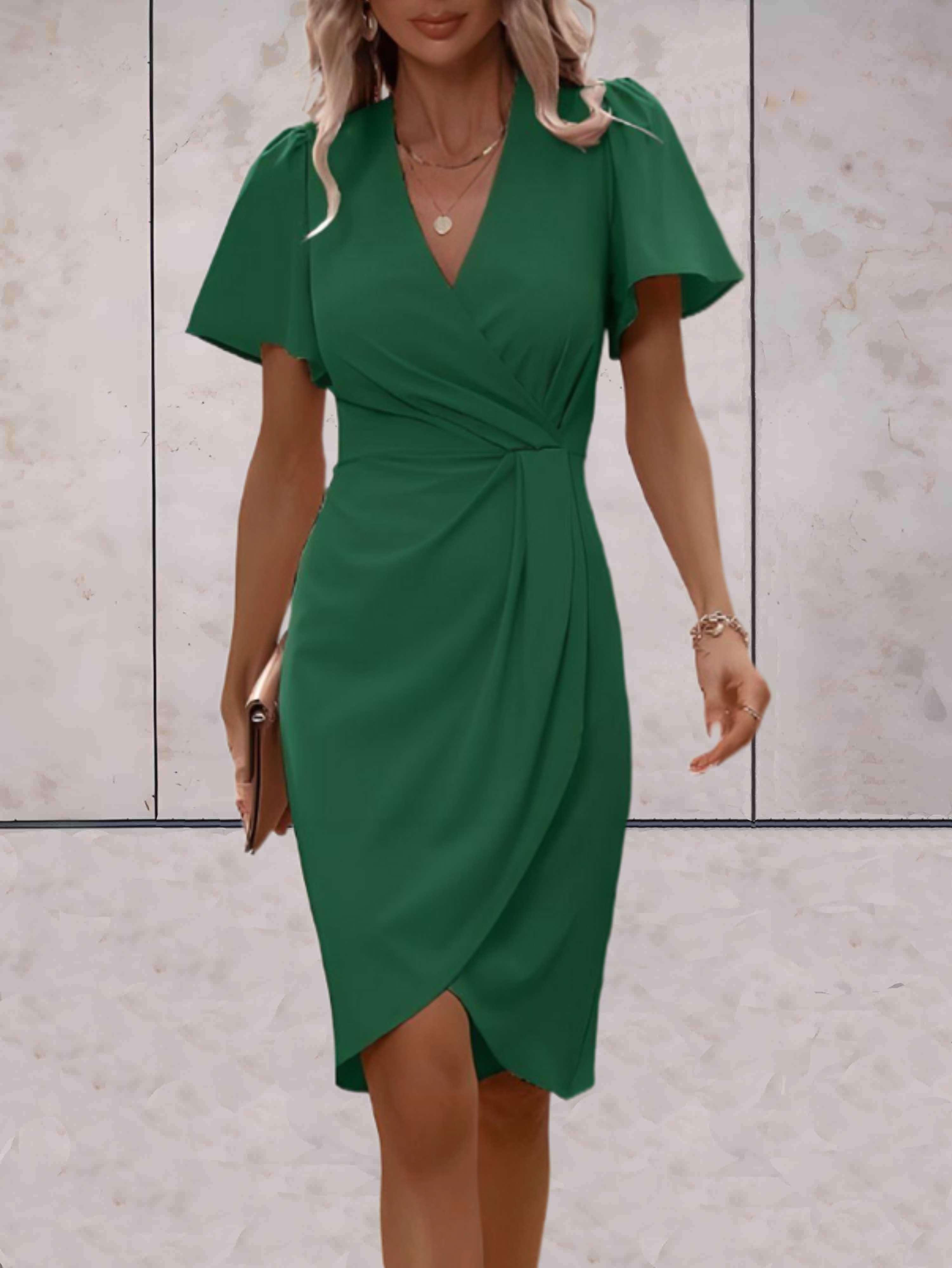 Harper Women’s Wrap Dress – Elegant V-Neck Midi Dress with Flattering Adjustable Fit