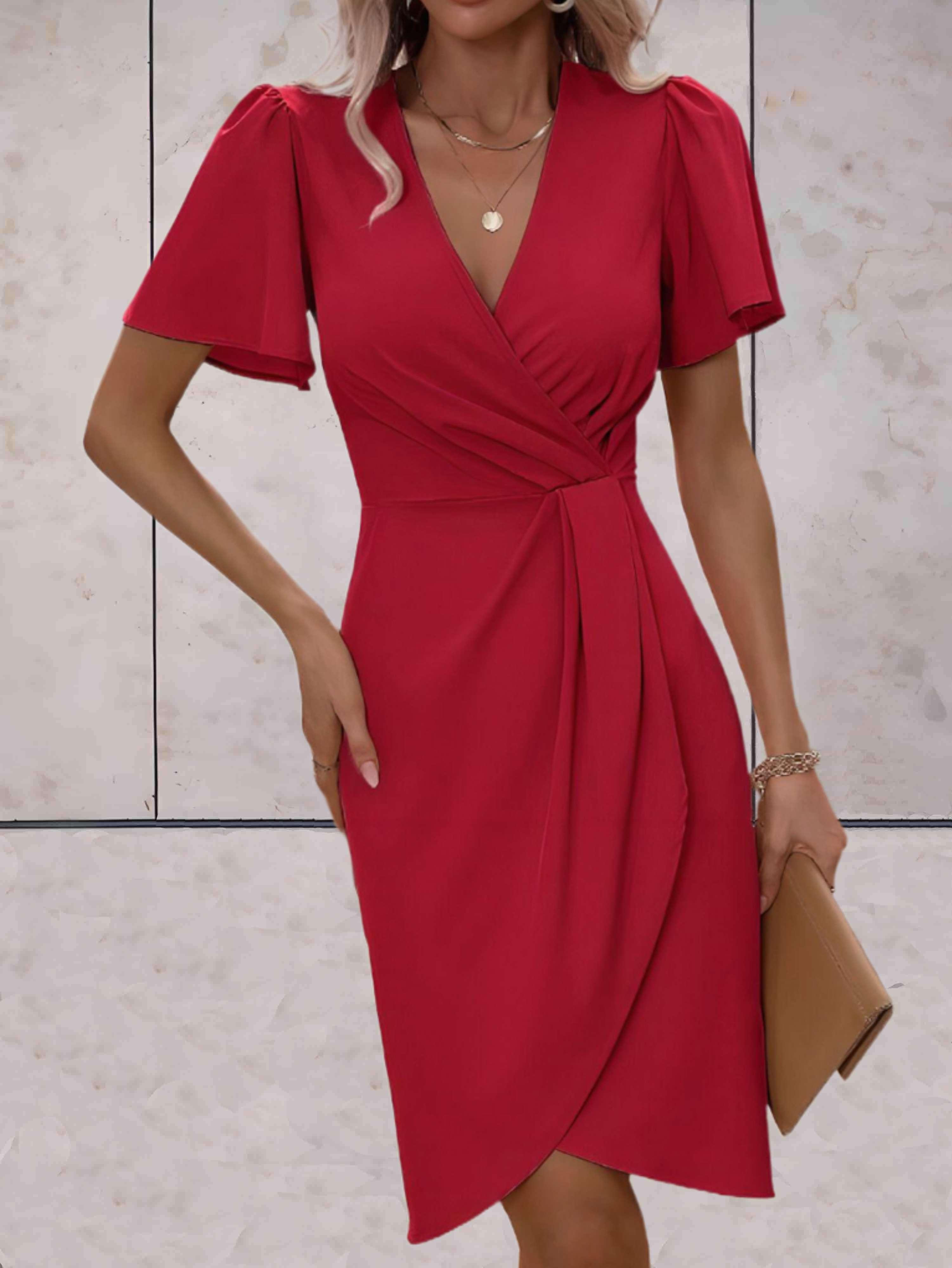 Harper Women’s Wrap Dress – Elegant V-Neck Midi Dress with Flattering Adjustable Fit