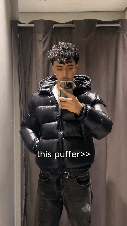 Sean Men’s Puffer Jacket – Warm Windproof Winter Coat with Zip Pockets & Slim Fit