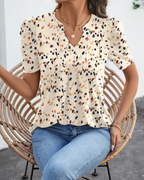 Margot Women’s Puff Sleeve Top – V-Neck Short Sleeve WoArk A
