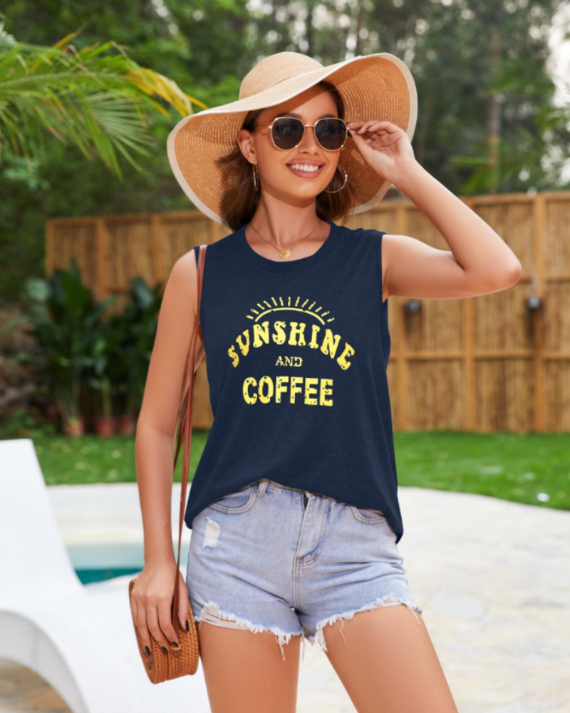Savannah Women’s Graphic Tank Top – Sleeveless Cotton Blend Summer Tee