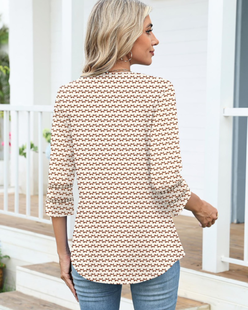 Maya Women’s Lace Embroidered Tunic – V-Neck 3/4 Sleeve Summer Blouse