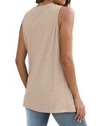 Sophie Women’s Eyelet Tank Top – High Neck Loose Fit Summer Sleeveless Blouse