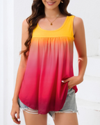 Clara Women’s Pleated Tank Top – Crew Neck Floral Sleeveless Tunic Blouse