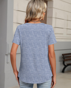 Mckenna Women’s Henley Tunic Top – V-Neck Short Sleeve Stretch Summer Blouse