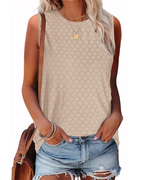 Sophie Women’s Eyelet Tank Top – High Neck Loose Fit Summer Sleeveless Blouse