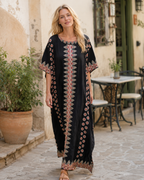 Amara Women’s African Print Kaftan – Cotton Plus Size Dress with Pockets