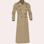 Laurence Men’s Trench Coat – Water-Repellent Long Jacket with Adjustable Sleeves