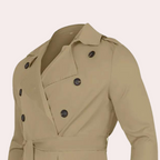 Laurence Men’s Trench Coat – Water-Repellent Long Jacket with Adjustable Sleeves