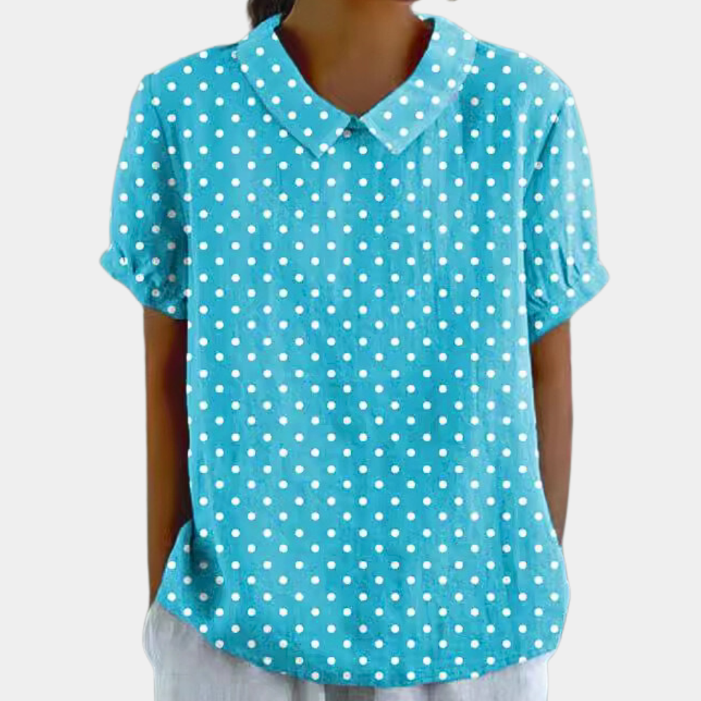 Emily Women’s Floral Blouse – Casual Chic Short Sleeve Top with Soft Stretch Fit