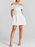 Haziel Women’s Skater Dress – Elegant Sleeveless Boat Neck Cocktail Mini Dress