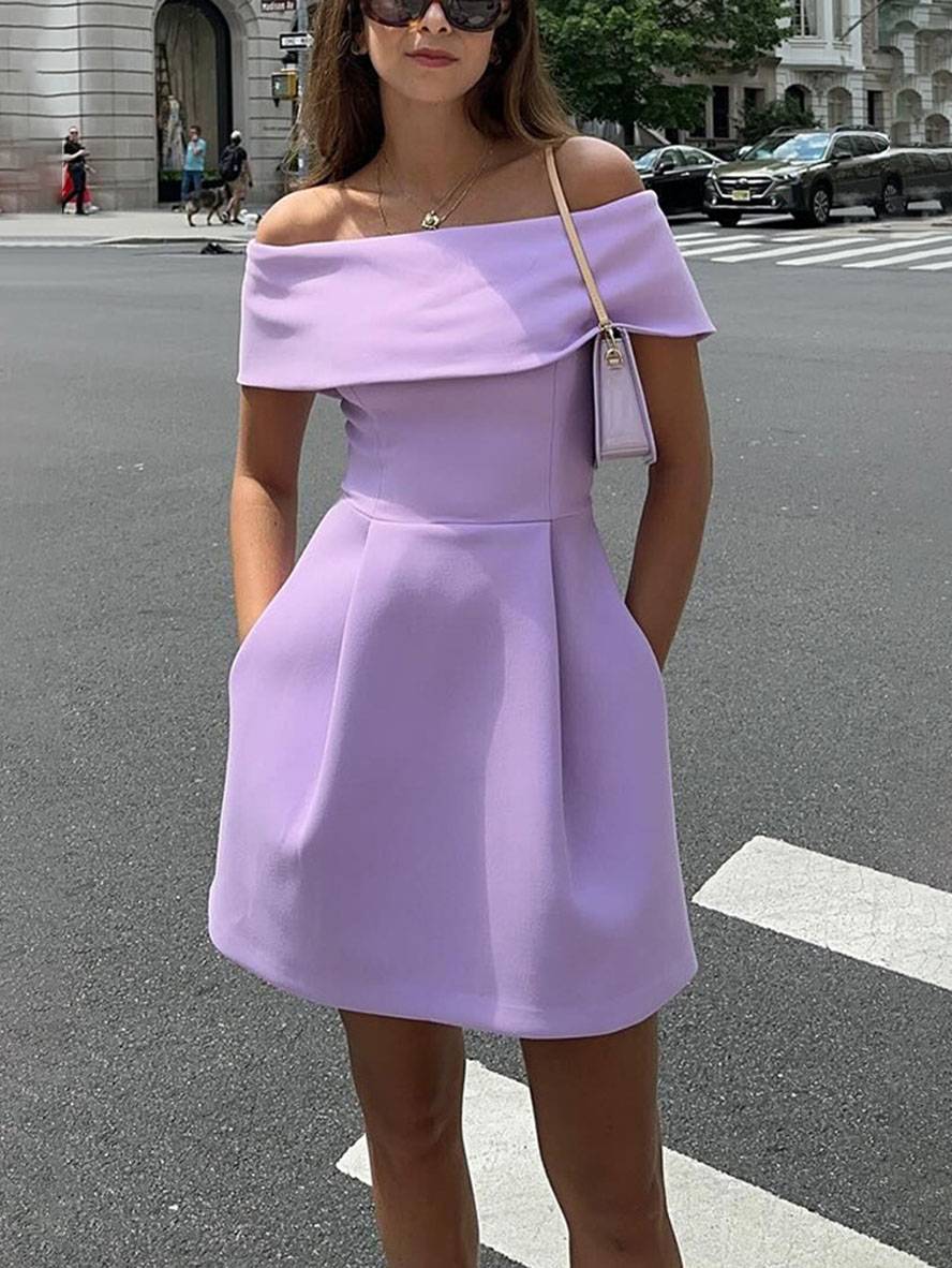 Haziel Women’s Skater Dress – Elegant Sleeveless Boat Neck Cocktail Mini Dress