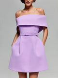 Haziel Women’s Skater Dress – Elegant Sleeveless Boat Neck Cocktail Mini Dress