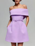 Haziel Women’s Skater Dress – Elegant Sleeveless Boat Neck Cocktail Mini Dress