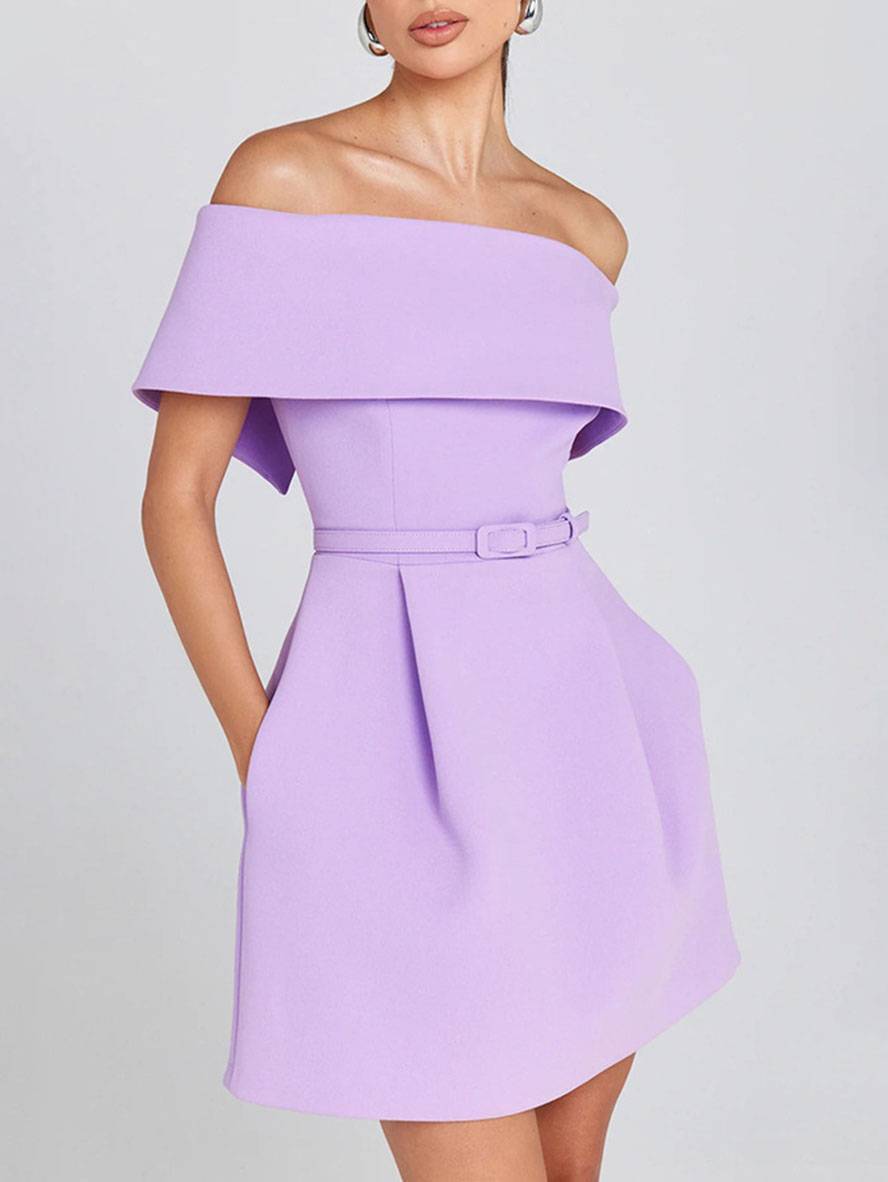 Haziel Women’s Skater Dress – Elegant Sleeveless Boat Neck Cocktail Mini Dress