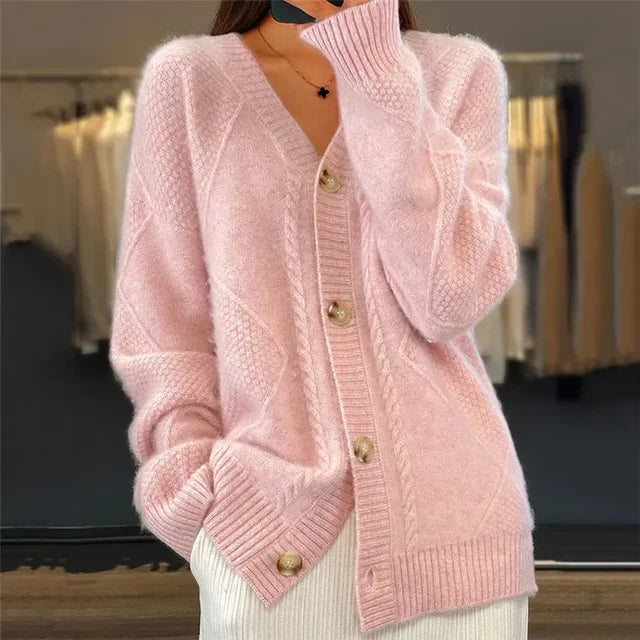 Lena Women’s Cashmere Cardigan – Soft Button-Up Knitwear with Elegant Long Sleeves
