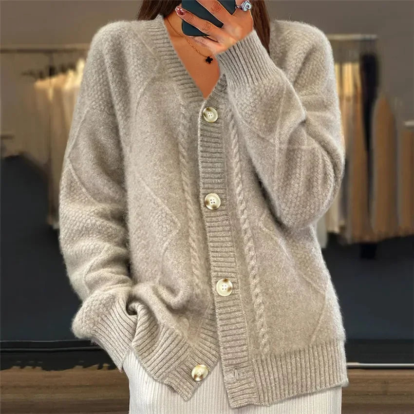 Lena Women’s Cashmere Cardigan – Soft Button-Up Knitwear with Elegant Long Sleeves
