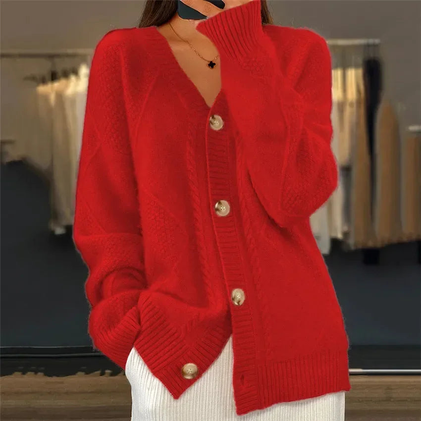 Lena Women’s Cashmere Cardigan – Soft Button-Up Knitwear with Elegant Long Sleeves