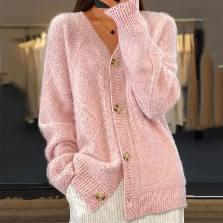 Lena Women’s Cashmere Cardigan – Soft Button-Up Knitwear with Elegant Long Sleeves