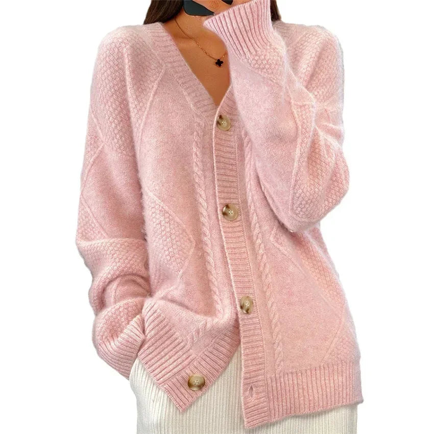 Lena Women’s Cashmere Cardigan – Soft Button-Up Knitwear with Elegant Long Sleeves
