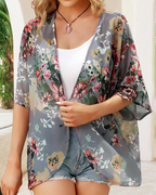 Camila Women's Floral Chiffon Kimono Cover-Up - Lightweight Boho Beach Cardigan