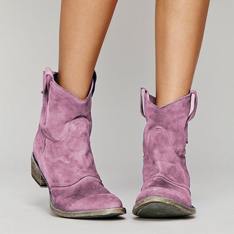 Charlotte Women’s Suede Wedge Boots – Elegant Comfort Ankle Boots with Stable Heel